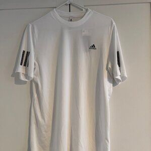 Adidas Boys' Club 3 Stripe Tennis Tee White -XLARGE